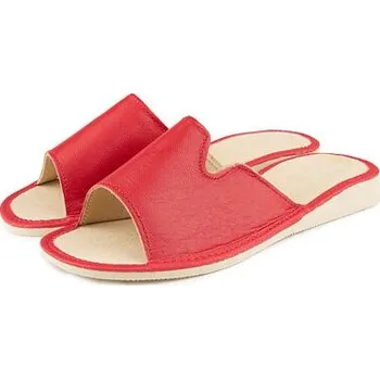 Dámské pantofle Vlnka Dámské letní kožené pantofle bez špice Darla červená velikost obuv dospělí 39