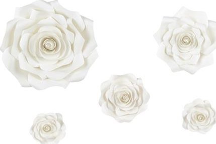 Papírové květiny, krémové světlé, mix