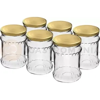 Sklenice Zavařovací sklenice vlnitá Twist-off 500 ml se zlatým víčkem Ø 82/6 - 6 ks | BROWIN, 132522