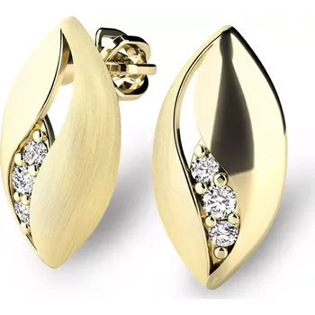 Náušnice Dámské náušnice žluté zlato 585/1000 přírodní diamant 0.044 ct G/SI 10973-ZL-DIA