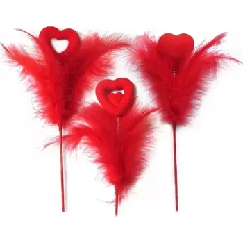 Party dekorace Arpex Srdce s pírkem na špejli mix 3 ks 277491