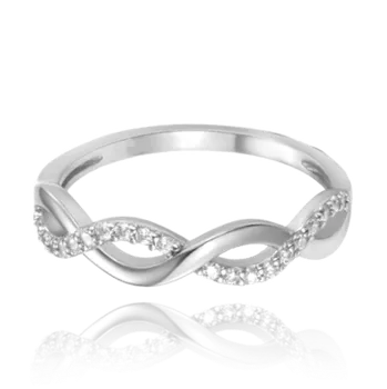 Souprava šperků MINET Překřížený stříbrný prsten s bílým zirkonem vel. 55 JMAN0510SR55