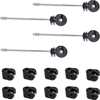 Ohradník Sada 10 ks izolátorů s dlouhou podpěrou pro elektrický ohradník + malé nasouvací izolátory 40 ks