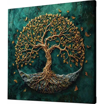 Obraz Obraz na plátně - Zlatý strom života na kameni Emery FeelHappy.cz Velikost obrazu (šířka x výška): 40 x 40 cm