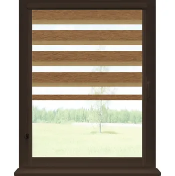 Roleta Dekodum Roleta den a noc v hnědé kazetě premium, barva látky Čokoláda Šířka (cm): 48, Výška (cm): Standardní (do 150 cm), Strana mechanismu: Práva