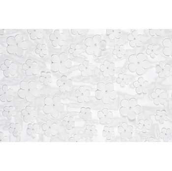 PartyDeco Šerpa na stůl květinová, bílá 26x500 cm