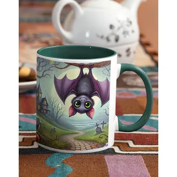 Keramický hrnek Netopýr, Barva Zelená, Velikost 330 ml, Canvas Keramický hrnek s barevným uchem Bezvatriko.cz 2737