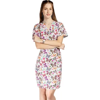 Zdravotnický oděv Zdravotnické šaty - potisk motýlci - dámské | drinuniforma.cz