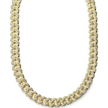 Náhrdelník Nicos | 12mm kubánský řetízkový náhrdelník zlaté barvy posetý zirkony - Otsu