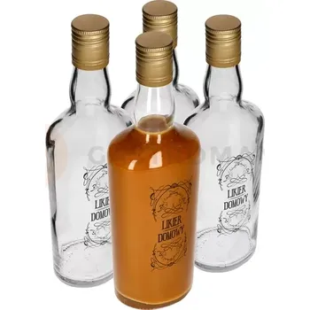 Láhev BROWIN 631723 Láhev 500 ml s uzávěrem i potiskem Domácí likér - 4 ks