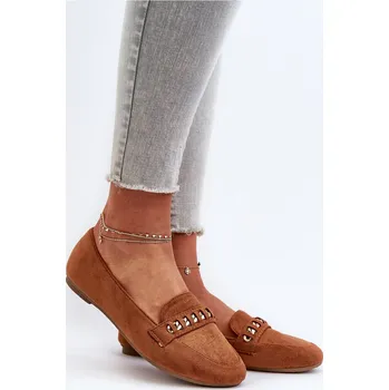 Dámské mokasíny Lesklé dámské mokasíny s řetízkem Aredilla Barva: Béžová, Velikost: 39