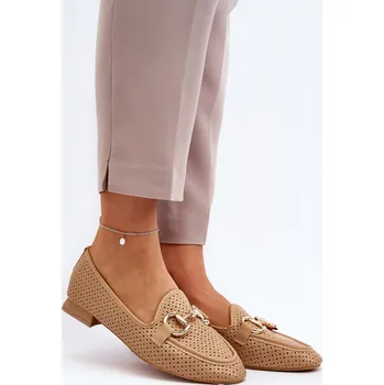 Dámské mokasíny Dámské mokasíny na ploché podrážce s ozdobou Iluvana Barva: Béžová, Velikost: 41