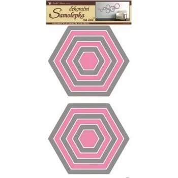 Samolepící dekorace Samolepky na zeď šestiúhelníky šedorůžové 60x32 cm