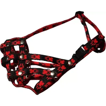 Náhubek pro psa Palkar nylonový náhubek pro zkrácený čumák pro psy vel. 1 18 cm x 4 cm černo-červená