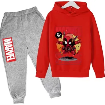 Marvel a DC Deadpool dětská tepláková souprava mix barev (potisk 3) Barva: červená mikina – šedé tepláky, Velikost: 100
