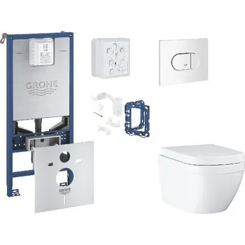 WC sada Grohe Rapid SLX - Set předstěnové instalace, klozetu, sedátka SoftClose, tlačítka Arena Cosmopolitan a sady pro vhazování tablet, Triple Vortex, alpská bílá SANI11BB3138