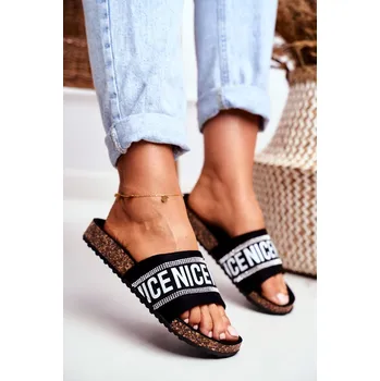 Dámské pantofle Nazouváky Na Korkové Podrážce Se Zirkony Be Nice Barva: Stříbrná, Velikost: 36