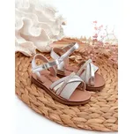 Lesklé Dětské Sandálky Na Suchý Zip Delphina Barva: Stříbrná, Velikost: 28