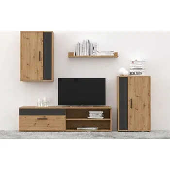 Obývací stěna Nábytek Pyramida, s.r.o. Obývací sestava HYDRA barva dub artisan/černá