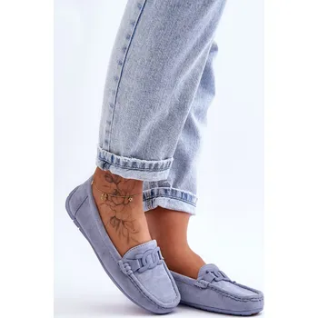 Dámské mokasíny Dámské módní semišové mokasíny Rabell Barva: Modrá, Velikost: 36