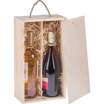 Úložný box Dřevia Dřevěná krabička na dvě vína s výsuvným víkem - 36x21x11 cm