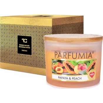 Svíčka INTENSE 2 KNOTY sójová vonná EKO svíce PARFUMIA® PAPAYA & PEACH, 400 ml
