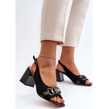 Dámské sandále Dámské sandály na podpatku s ozdobou D&A MR38-659 Barva: Černá, Velikost: 36