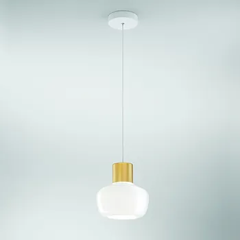 Fabas 3767-40-102 Kino, závěsné svítidlo z bílého skla a kovu, 12W 3000K krokové stmívání, prům. 22cm