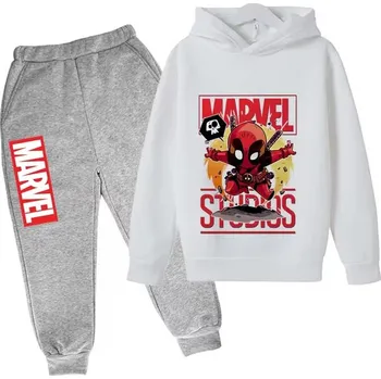 Marvel a DC Deadpool dětská tepláková souprava mix barev (potisk 3) Barva: bílá mikina – šedé tepláky, Velikost: 100