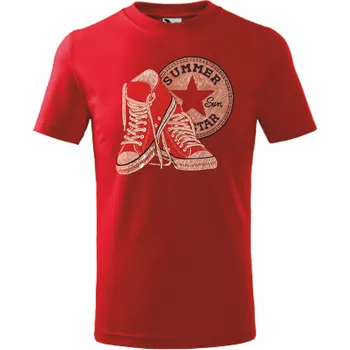 ON-DESIGN Tričko pánské/dětské TENISKY SUMMER Velikost: 122 cm/6 let, Barva: červená
