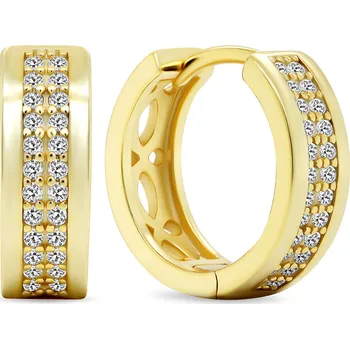 Náušnice Brilio Silver Luxusní pozlacené kruhy se zirkony EA470Y + 2 měsíce na vrácení zboží
