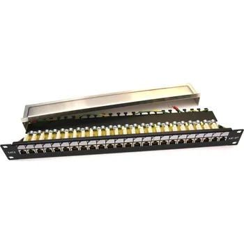 Patch panel 19" Patch panel LEXI-Net EXCLUSIVE 24port, FTP, 50µm, Cat6, duální svorkovnice, černý