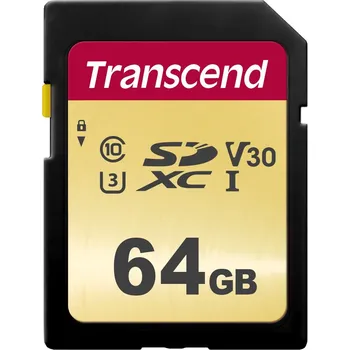 Ukládání dat TRANSCEND SDXC karta 64GB 500S, UHS-I U3 V30 (R:95/W:50 MB/s)