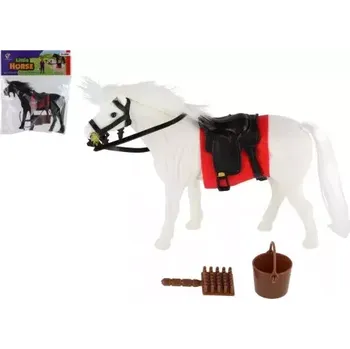Figurka Teddies Kůň fliška se sedlem s doplňky 16cm 2 barvy v sáčku