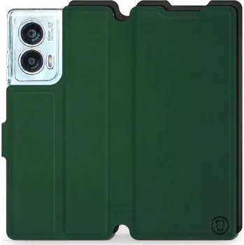 Pouzdro na mobilní telefon Flipové pouzdro Mobiwear Semiš - Motorola Edge 50 Fusion - Zelené & Černé (Knížkové semišové flip pouzdro, obal, kryt na mobil Motorola Edge 50 Fusion - Zelené & Černé, materiál semiš + TPU, ochrana 360°, stojánek, silikonová vanička, magnetické zavírání)