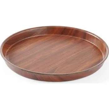 Podnos Montana s protiskluzovým povrchem a vysokým okrajem - ořech - kulatý - 420 mm | Amerbox