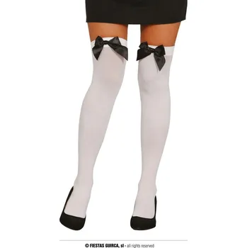 Karnevalový doplněk Guirca Fiestas Španělsko Bílé punčochy s černou stuhou