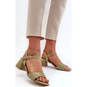 Dámské sandále Dámské Sandály na Podpatku z Ekologického Semiše Leisha Barva: Zelená, Velikost: 39