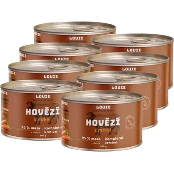 Krmivo pro psa Psí konzervy LOUIE HOVĚZÍ S MRKVÍ 8x 200 G UNI Hnědá