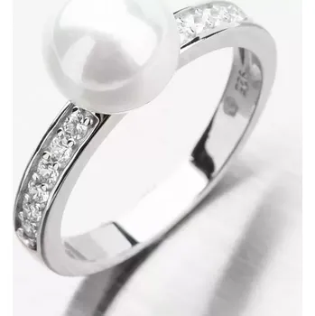 Prsten Dámský prsten stříbro 925 perly a se zirkony PKL-1009 velikost 59