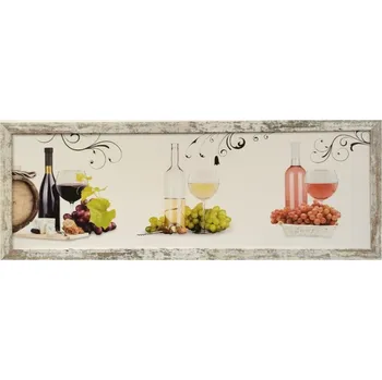Obraz Bondecor Obraz v rámu tisk na papír lepený na MDF desku, 30x90 cm, Víno