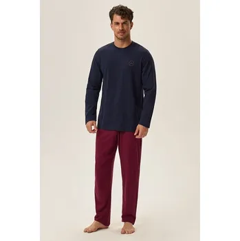 Pánské pyžamo Pánské pyžamo Hope modro-vínové premium M - Dárková krabička