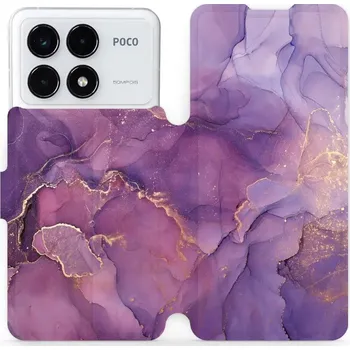Pouzdro na mobilní telefon Flipové pouzdro Mobiwear - Xiaomi Poco F6 Pro 5G - VP20S Fialový mramor (Knížkové flip pouzdro, obal, kryt na mobil Xiaomi Poco F6 Pro 5G - VP20S Fialový mramor, materiál Umělá kůže + TPU - ochrana 360°, stojánek, silikonová vanička, magnetické zavírání)