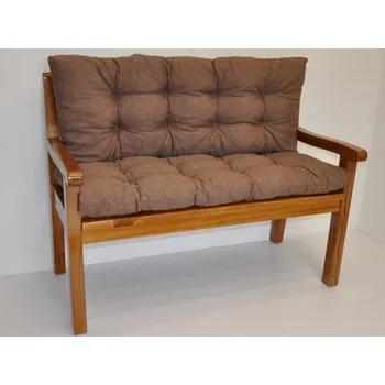 Zahradní lavice Lavička teaková 150 cm polstr hnědý melír