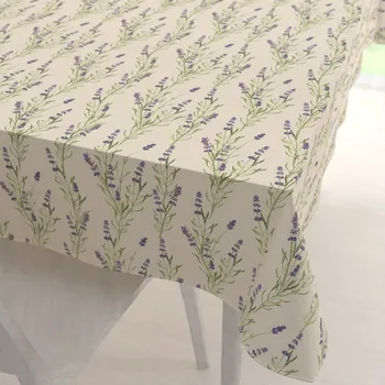 ubrus Lněný obdélníkový dekorační ubrus LEN-009 Levandule na režném 50x100 cm