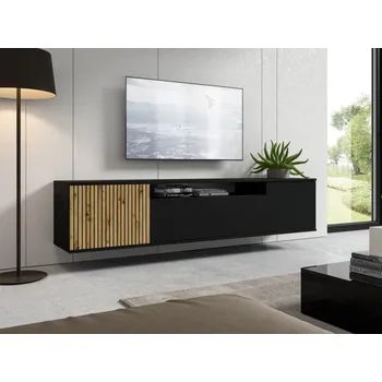 Obývací stěna Závěsný TV stolek Ros 200 černá / dub artisan