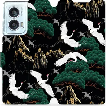 Pouzdro na mobilní telefon Flipové pouzdro Mobiwear - Motorola Edge 50 Fusion - VP16S Jeřábi (Knížkové flip pouzdro, obal, kryt na mobil Motorola Edge 50 Fusion - VP16S Jeřábi, materiál Umělá kůže + TPU - ochrana 360°, stojánek, silikonová vanička, magnetické zavírání)