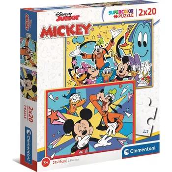 puzzle pro nejmenší CLEMENTONI Puzzle Mickey se baví s kamarády 2x20 dílků