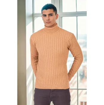 Pánská mikina 19295 Dewberry Turtleneck Mens Sweater-CREAM dewberry oranžová 2936151