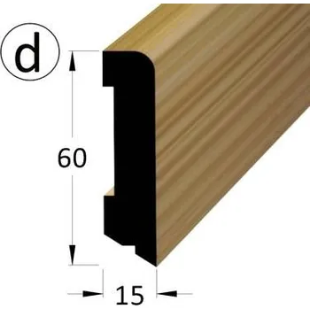 soklová lišta NOVÁK Podlahová - soklová lišta 60x15 dýha dub, 2,4m 2836